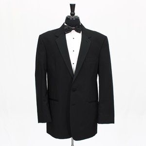 Jean Yves 42L Black Solid 2-Button Tuxedo Jacket Blazer V135